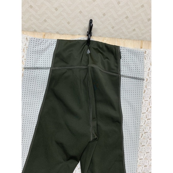 Athleta Colorblock Legging Women Sz M Contender 7/8 Tight,‎ Olive Green/White - Picture 4 of 9